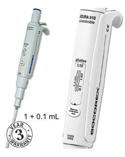 Micropipette socorex acura 810 fixe: 1 et 1,1 ml